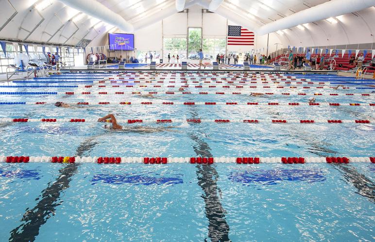 LED Electronic Scoreboard over competitive swimming pool